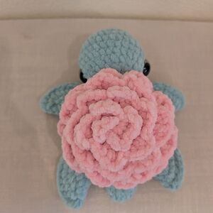 Crochet Turtle Plush with Pink Shell